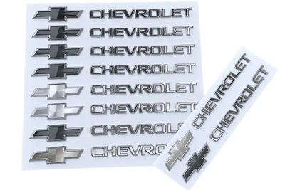 Набор металлических 3D наклеек Chevrolet логотип надпись хром 10 шт