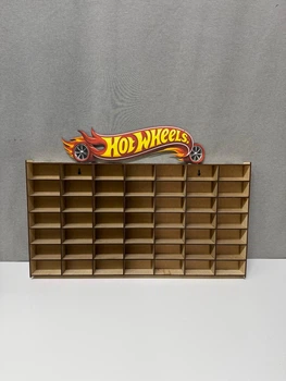 Полочка для машинок Hot Wheels 49 ячеек красно-желтая (1401.06)