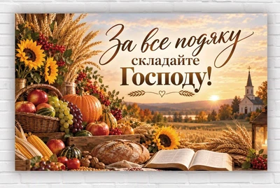 Паперовий плакат на День Подяки. Свято Жнив "За все подяку складайте Господу" 120х75 см