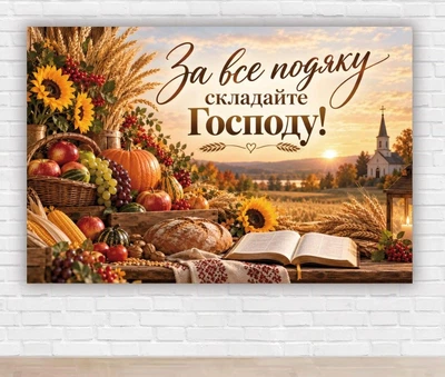 Паперовий плакат на День Подяки. Свято Жнив "За все подяка" 100х150 см