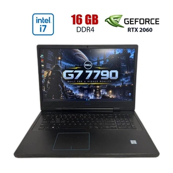 Игровой ноутбук Б-класс Dell G7 7790 / 17.3" (1920x1080) IPS / Intel Core i7-9750H (6 (12) ядер по 2.6 - 4.5 GHz) / 16 GB DDR4 / 500 GB SSD / nVidia GeForce RTX 2060, 6 GB GDDR6, 192-bit / WebCam б/у