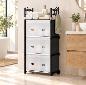Комод дитячий пластиковий WFB04D 42x29x110 см / Вузька збірна шафа-органайзер з 3 ящиками та верхньою полицею / Стелаж для зберігання