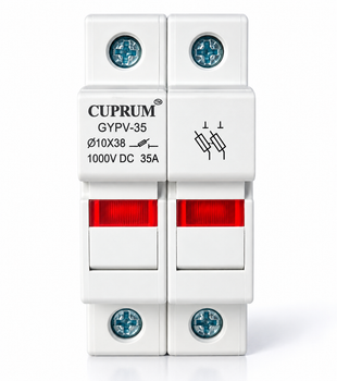Держатель предохранителя DC1000V 1038 до 35А 2p с подсветкой