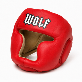 Шолом боксерський закритий Wolf із захистом вилиць, PVC, підлітковий, розмір M–L, червоний (SHBW-BL_M_L)