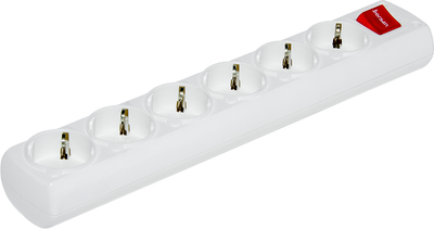 Колодка Borsan з заземленням та вимикачем 6 розеток White (BR-1566-0)