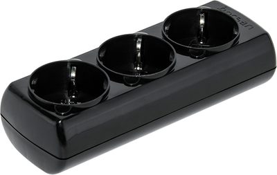 Колодка Borsan з заземленням 3 розетки Black (BR-1573-0)