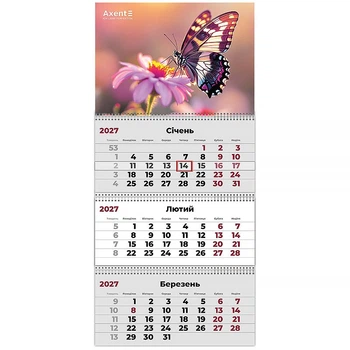 Календарь настенный квартальный 3 спирали 29,7*63 Butterflies (8803-27-6-A)