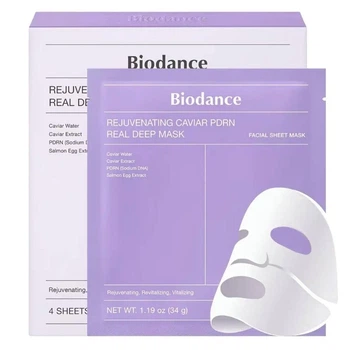 Омолоджувальна гідрогелева маска для обличчя Biodance Rejuvenating Caviar PDRN Real Deep Mask, 34 г