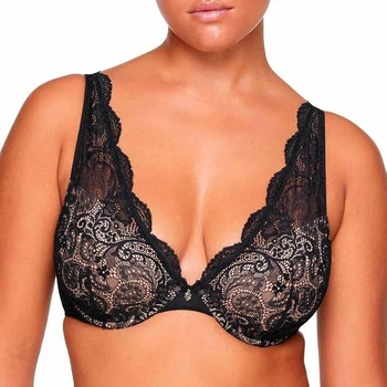 Кружевной Бюстгальтер Thirdlove 24/7 Lace Contour Plunge Bra - 80G - черный