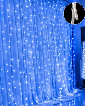 Гирлянда Штора 480 LED, 3м х 3м, синяя, 220 В, 1528-02