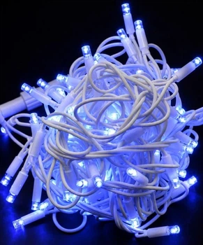 Уличная гирлянда 100 LED, 10м, белый каучук 3,3 мм, синяя + FLASH, 220 В, 1432-020