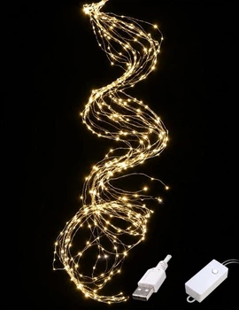 Светодиодная гирлянда Пучок-роза 1 м, 10 линий, 100 LED, 8 режимов, USB, теплый белый свет, 1910-07