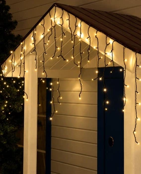 Гирлянда Штора-дождик КОНУС 120 LED, 3м х 0.6м, черный провод, теплый белый, 220 В, 1571-07