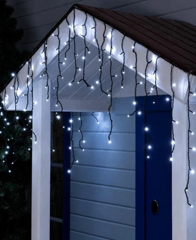 Гирлянда Штора-дождик КОНУС 120 LED, 3м х 0.6м, черный провод, белая, 220 В, 1571-03