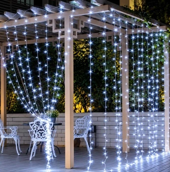 Уличная светодиодная гирлянда Штора 150 LED, 3м х 1м, прозрачный провод 3,3 мм, белая, статическая, 220 В, 1454-03