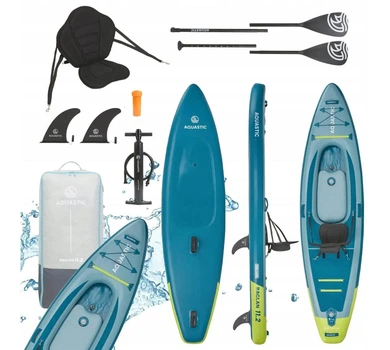 Надувний каяк-SUP AQUASTIC Raglan 11'2 240 см, гібрид 2в1, до 120 кг, з веслом і сидінням зелений (2000188292)