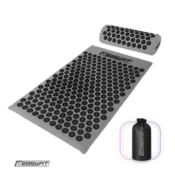 Килимок масажний + валик Easyfit Сірий з чорним аплікатор Кузнєцова (EF-2709-GB)