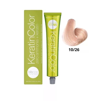 Безаміачна крем-фарба BBcos для волосся Keratin Color 10/26 Блондин екстра світлий рожевий 100 мл