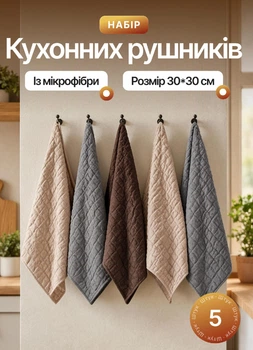 Набор кухонных полотенец из микрофибры 5 шт 30х30 см кухонное полотенце для кухни