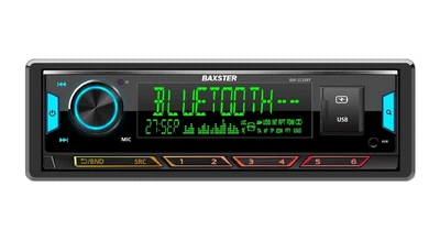 Автомагнітола 1DIN BAXSTER BSF-5532BT (Bluetooth/2USB/MicroSD/AUX/FM/SWI) RGB/знімна панель + пульт