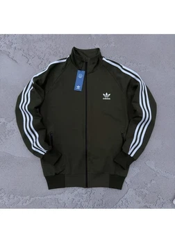 Олімпійка чоловіча з лампасами adidas на блискавці Хакі M