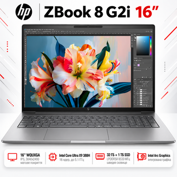 Ноутбук HP ZBook 8 G2i 16" WQUXGA IPS Intel Core Ultra X9 32 ГБ професійний Сріблястий (DZ4J0ET)