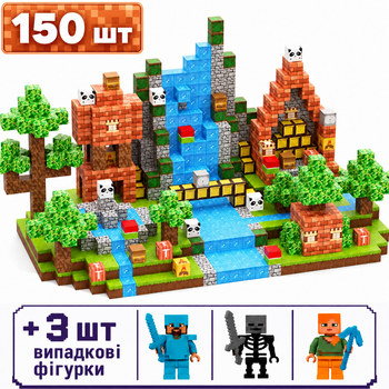 Магнітний конструктор Minecraft 150 шт по грі Майнкрафт Ліс та панди Mk001006.1
