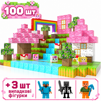 Магнитный конструктор Minecraft 100 шт по игре Майнкрафт Веселка Mk001062