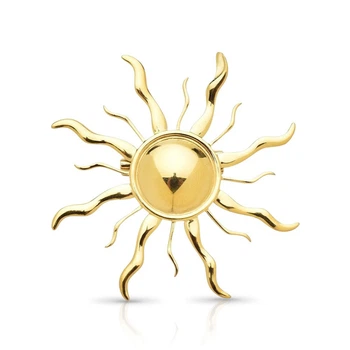 Брошь из стали BROCHE бижутерия Модерн Солнце золотистая BRBF115361