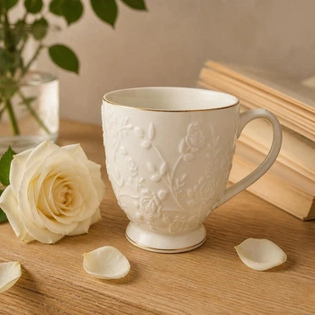 Чашка порцелянова 400 мл біла з легким рельєфом Pearl Touch Mug