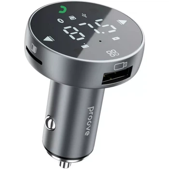 Автомобільний зарядний пристрій + FM-трансмітер Proove FM Launcher Sound Sync 30W PD + QC3.0 Type-C + USB Grey (FMSS30110003)