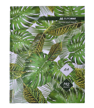 Книга канцелярська тверда обкладинка А4 192 аркушів # офсет BUROMAX Floristica, зелена /BM.24419101-04і/