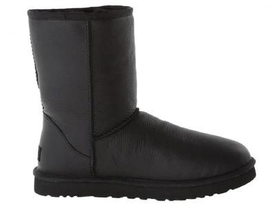 Жіночі уггі Середні Шкіряні Чорні Середні UGG Classic Short II Black Leather (40, чорний)