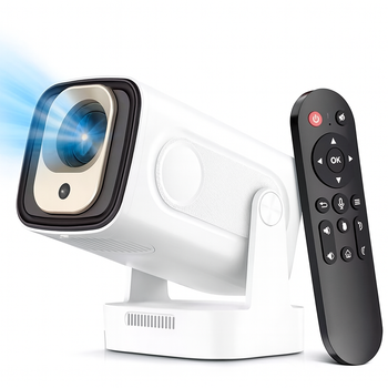 Смарт проектор HY260PRO Android 14 1080P Full HD с WiFi Bluetooth 200 ANSI-люмен и пультом ДУ для домашнего кинотеатра Белый