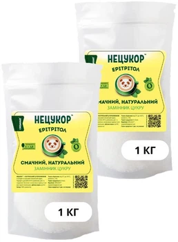 Ерітрітол 1кг+1кг«НЕЦУКОР» - натуральний цукрозамінник (0 калорій) для випічки, Кето, ЗСЖ та ПХ