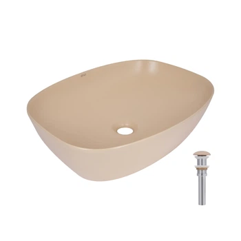 Раковина накладная Qtap Cardinal 500х380х140 мм, Beige, прямоугольная, с донным клапаном QTCAR188SB49825 QTAP QTCAR188SB49825