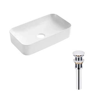Комплект Qtap Tern: раковина накладная прямоугольная 605x350x140 мм WHITE + донный клапан PU02 QTAP QT17112270WN47304