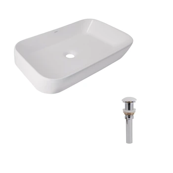 Комплект Qtap Scorpio: раковина накладная 550x390x120 мм, White, прямоугольная + донный клапан Pop-up PU02 QTAP QT14112243WN48463