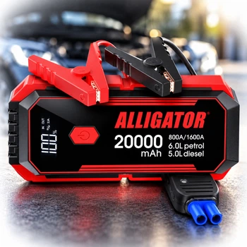 Бустер Зарядний Пускове Пристрій 800А старт 20000 mAh 12В Alligator Jump Starter 3в1 (JS843)