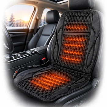 Накидка з підігрівом для автомобільного сидіння Elegant 12V 35/45W 120 x 51 см Алькантара Велюр Чорна (EL 100 666)
