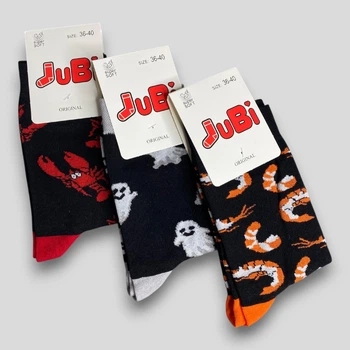 Женские носки с прикольными принтами р.36-40 высокие хлопковые JuBi (JB014-299-2), 3 пары