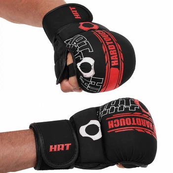 Рукавички для ММА (MMA) PU HARD TOUCH BO-00126 чорний-червоний, розмір L