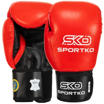 Рукавички боксерські професійні на липучці шкіряні ФБУ SPORTKO ПК1 UR SP-4705 Червоний 12 унцій