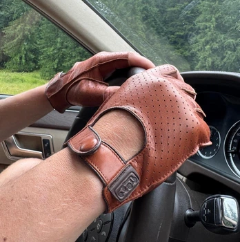 Автомобільні рукавички Fiorgini Premium fingerless Classic Колір Рудий Розмір L (210002)