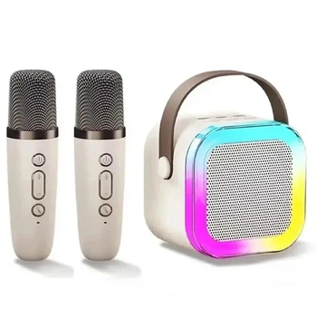 Портативная Bluetooth колонка с 2 микрофонами K12 беспроводное мини караоке с RGB подсветкой