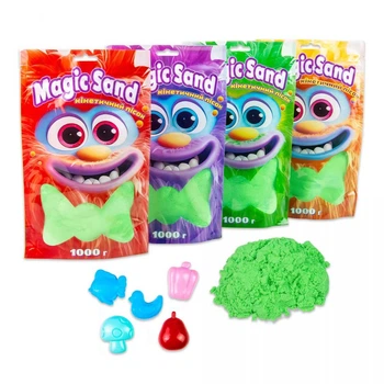 Кинетический песок (Вик 3+) Magic sand в пакете зеленый, 1 кг Strateg 39404-2 (видео в описании)