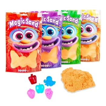 Кинетический песок (Вик 3+) Magic sand в пакете оранжевый 1 кг Strateg 39404-7 (видео в описании)