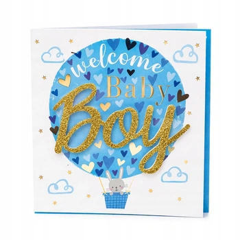 Открытка для мальчика на baby shower It's a Boy голубая 15x15 см