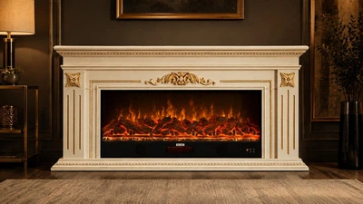 Электрический камин Nevada luxe Ivory 1500 Вт с порталом, звук потрескивания дров (10080153)