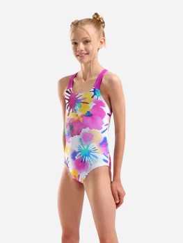 Подростковый слитный купальник для бассейна для девочки Arena Spraying Swimsuit Swim Pro Bac 010720-815 152 см Белый/Розовый (3468337749639)